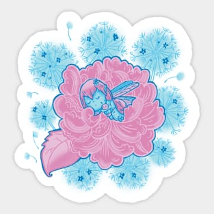 Baby fairy sleeping in a flower Sticker